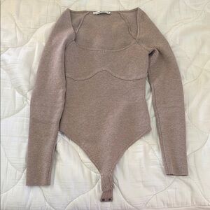 Abercrombie & Fitch Tan Asymmetrical Bodysuit